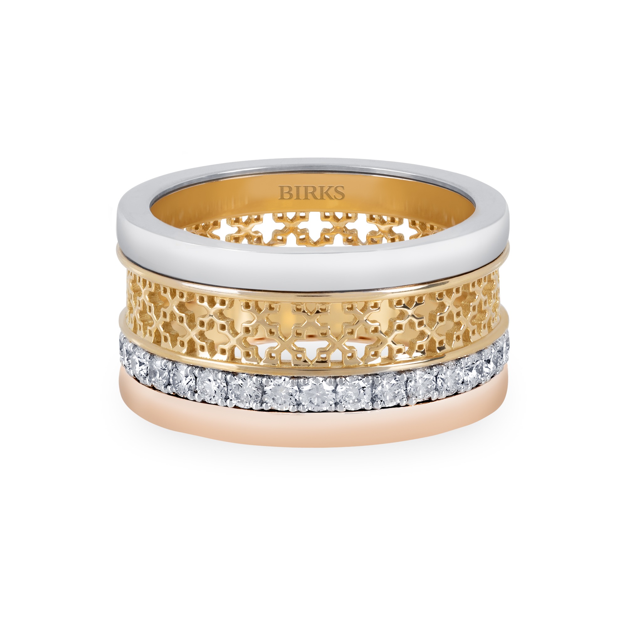 Birks Dare to Dream ™ Large Diamond Ring, Tri-Gold 208